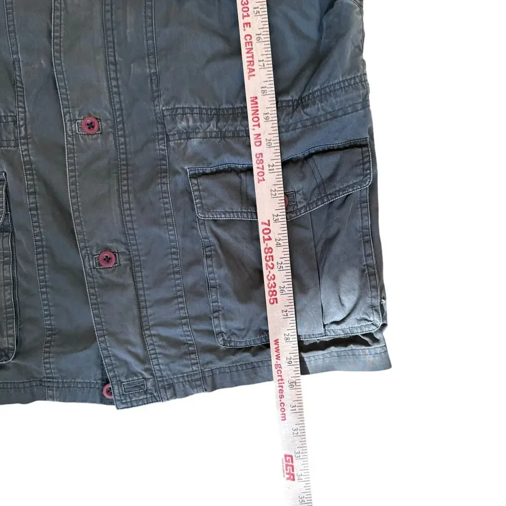 L.L.Bean Jacket Men's Medium Army Green Washed Cotton Cargo Utility Barn Coat